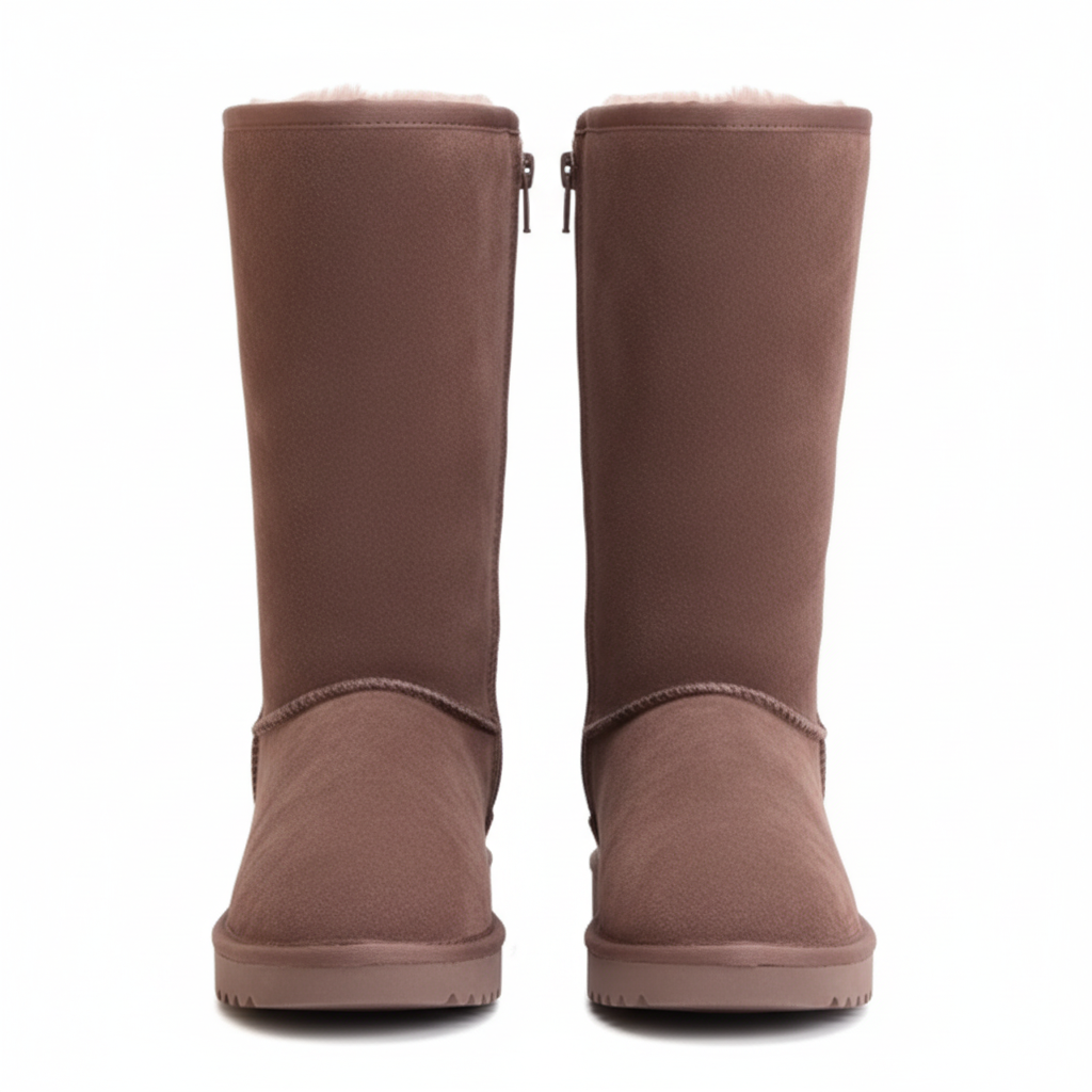 Bottes hautes taupe - vue frontale