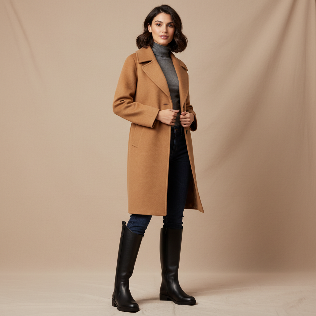 Bottes - Look manteau d'hiver et jean