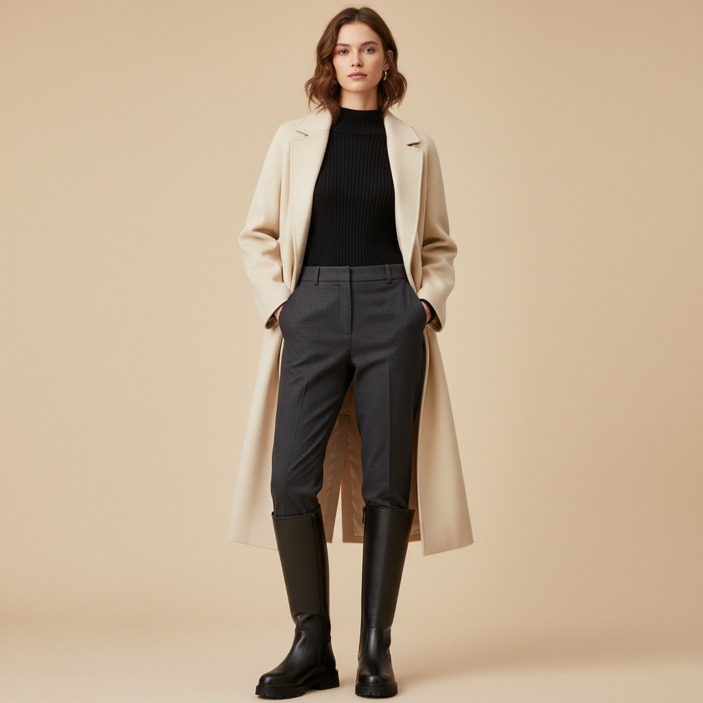 Bottes - Look manteau et pantalon