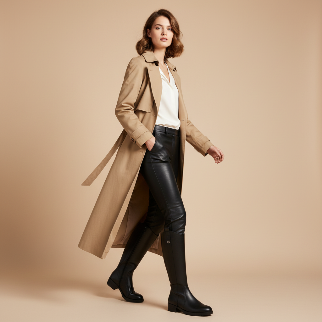 Bottes - Look trench et pantalon slim