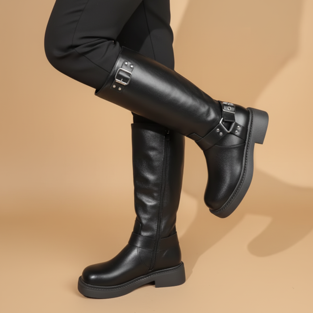 Bottes marron assises