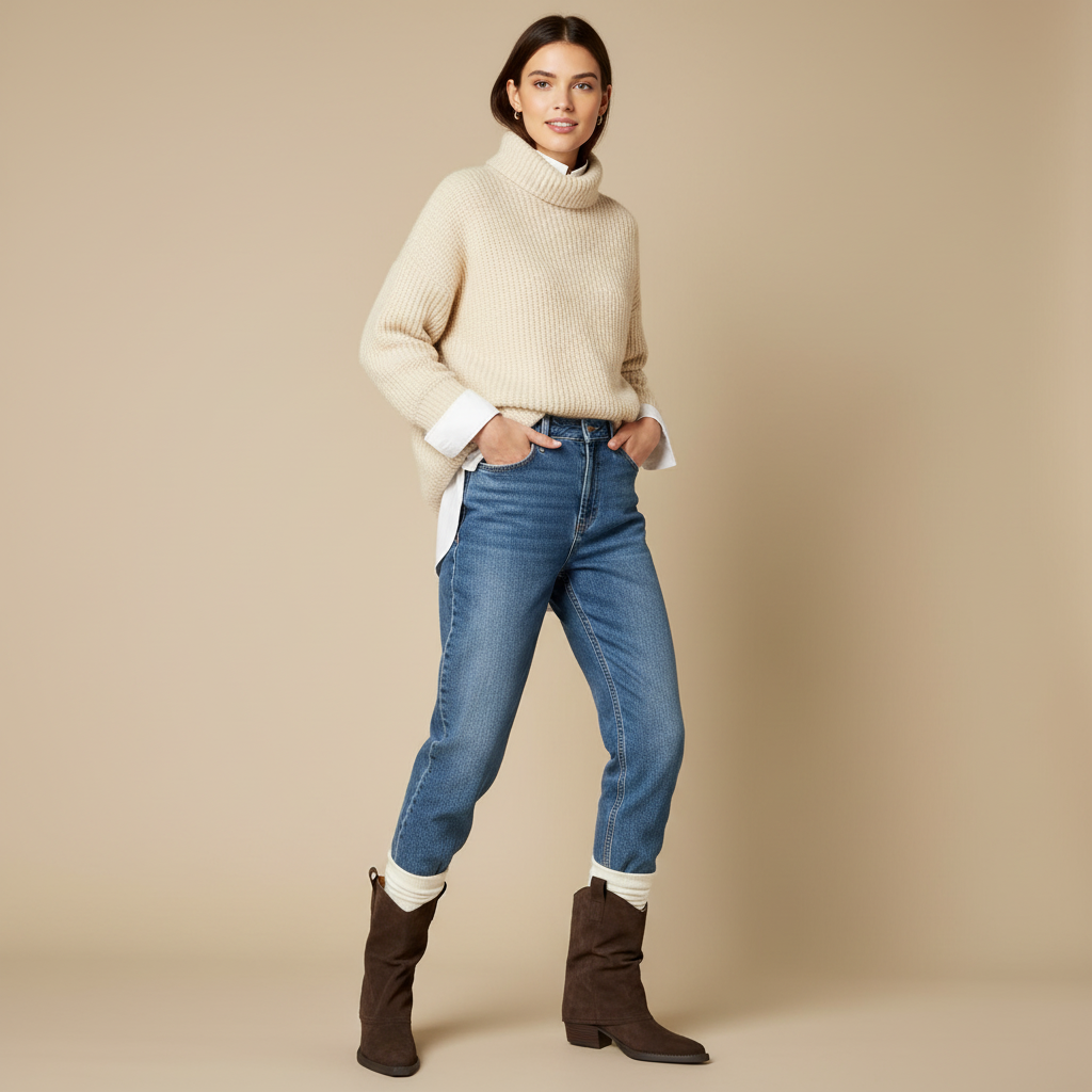 Bottes marron - femme debout casual