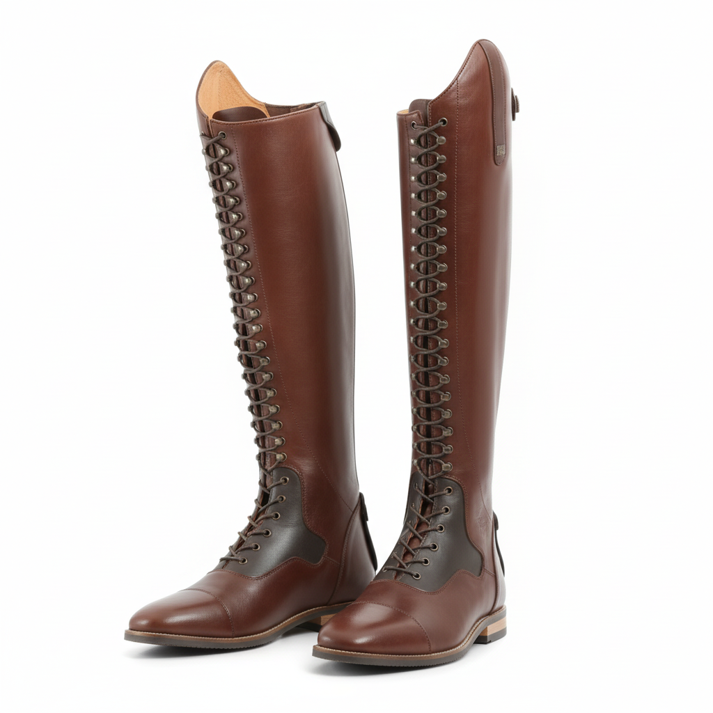 Bottes marron paire de face