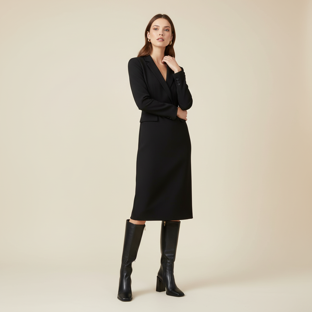 Bottes noires - femme raffinée debout