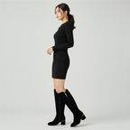 Bottes noires - Fond gris profil