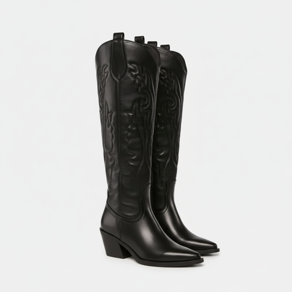 Bottes noires vue latérale