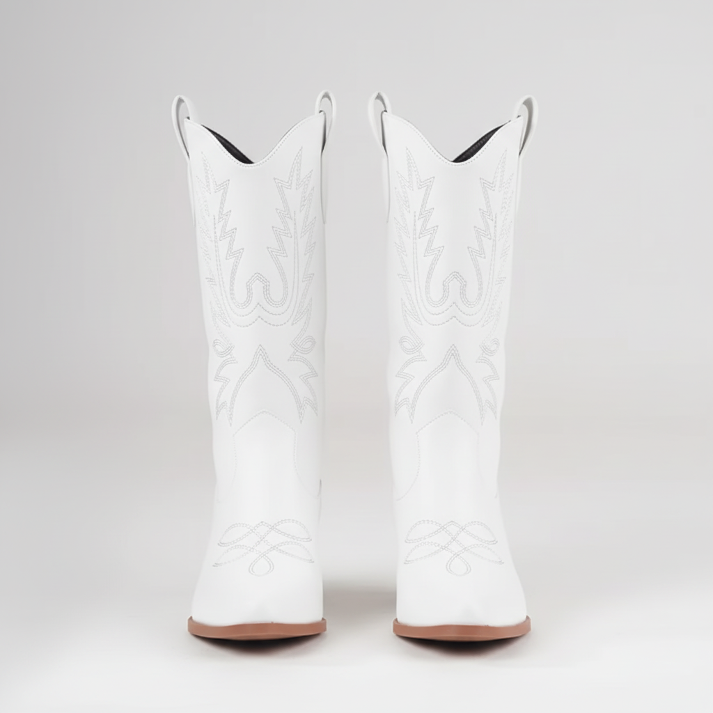 Bottes western blanches vue de face