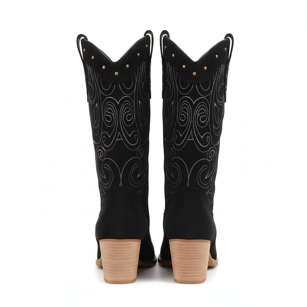 Bottes western noires vue arrière