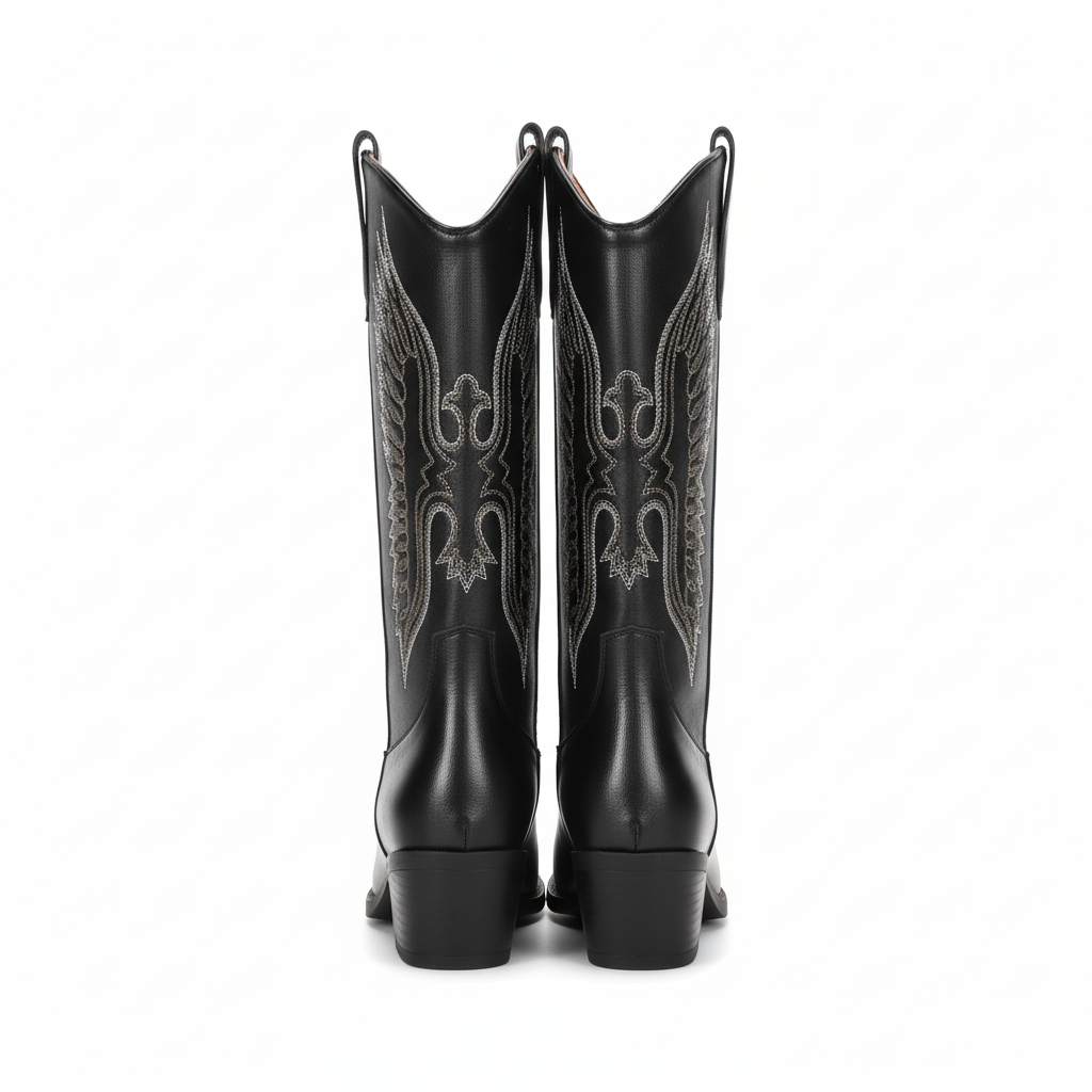 Bottes western noires vue arrière