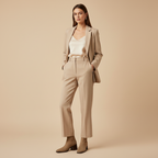 Bottines beige - Look tailleur élégant