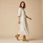 Bottines camel - femme en mouvement