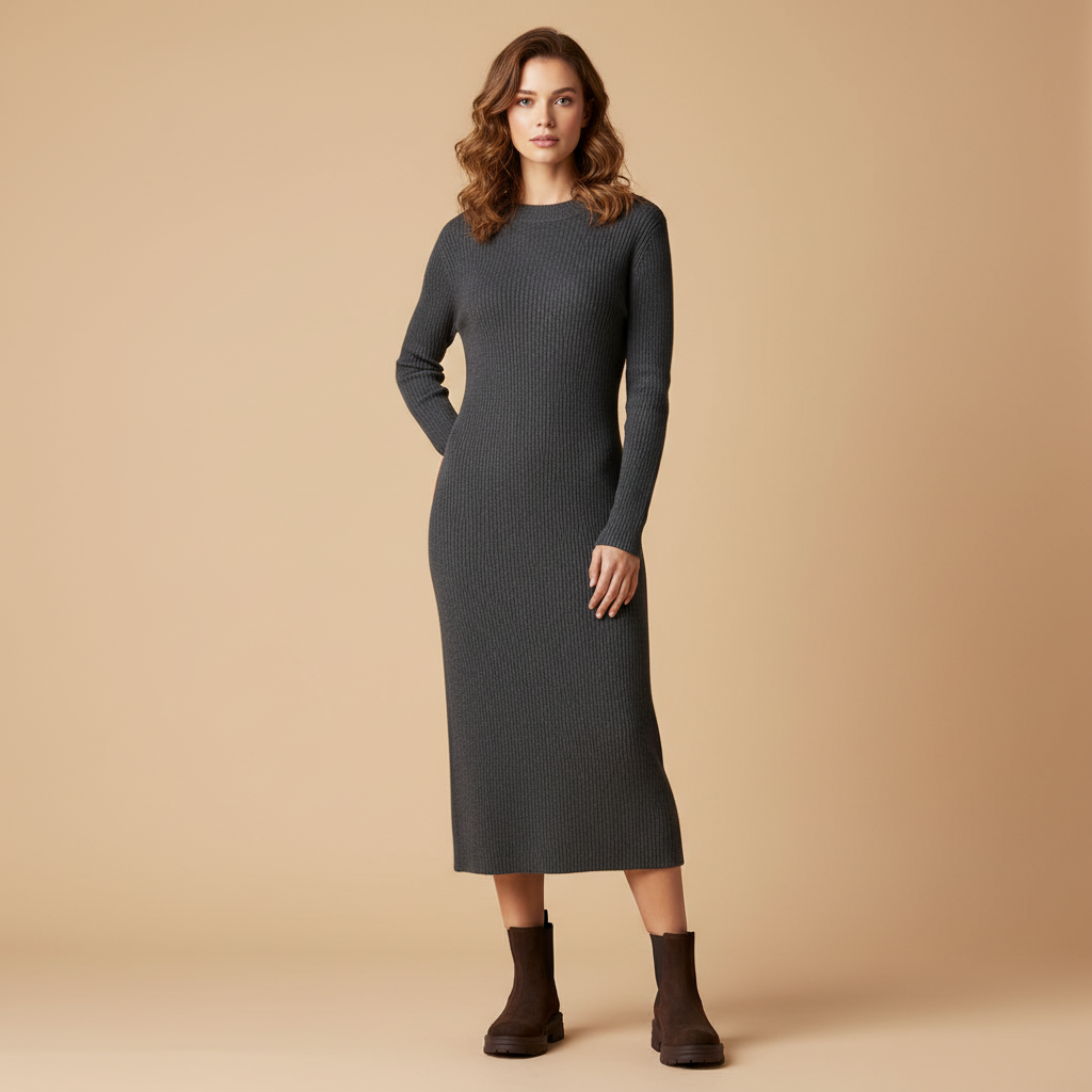 Bottines Chelsea marron - Look robe pull élégante