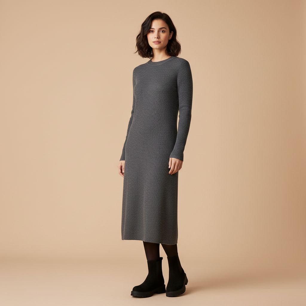 Bottines Chelsea noires - Look robe pull élégante