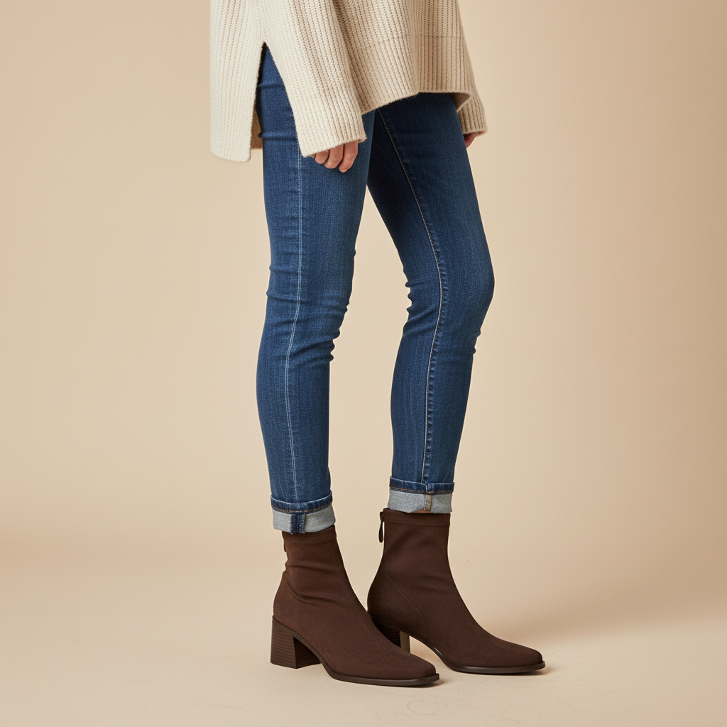 Bottines marron - Look jean et pull oversize