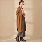 Bottines marron - Look pantalon large et cardigan