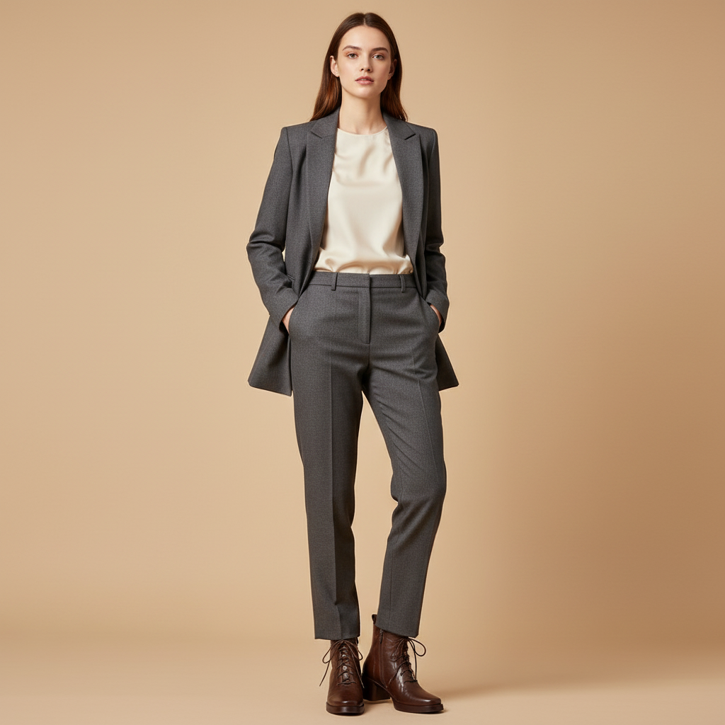 Bottines marron - Look tailleur sophistiqué