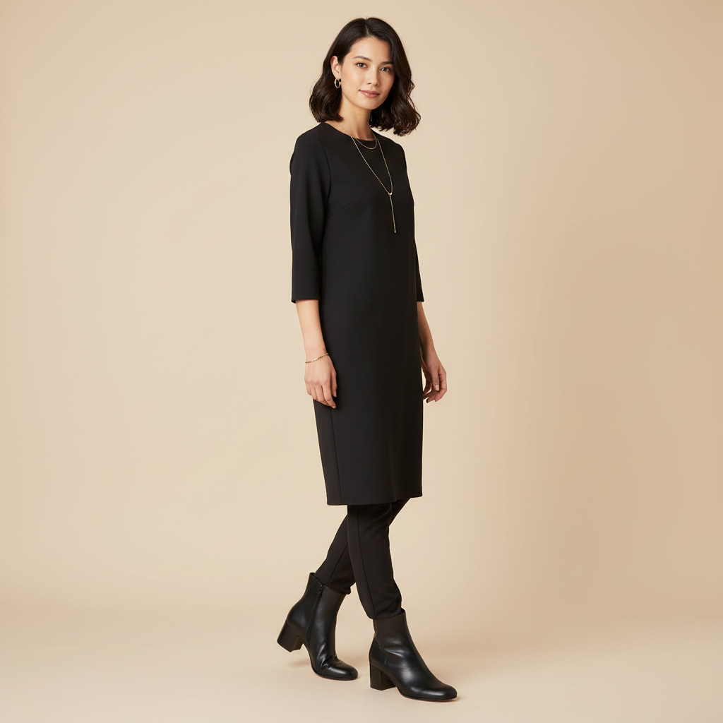 Bottines noires - femme debout