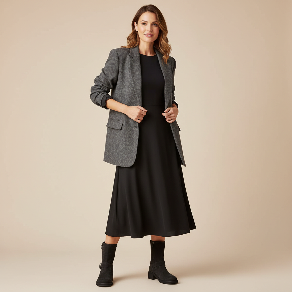 Bottines noires - femme debout