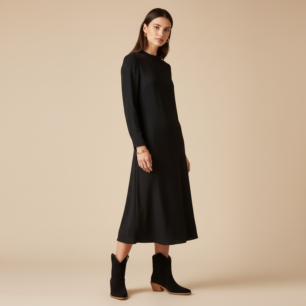 Bottines noires - femme debout