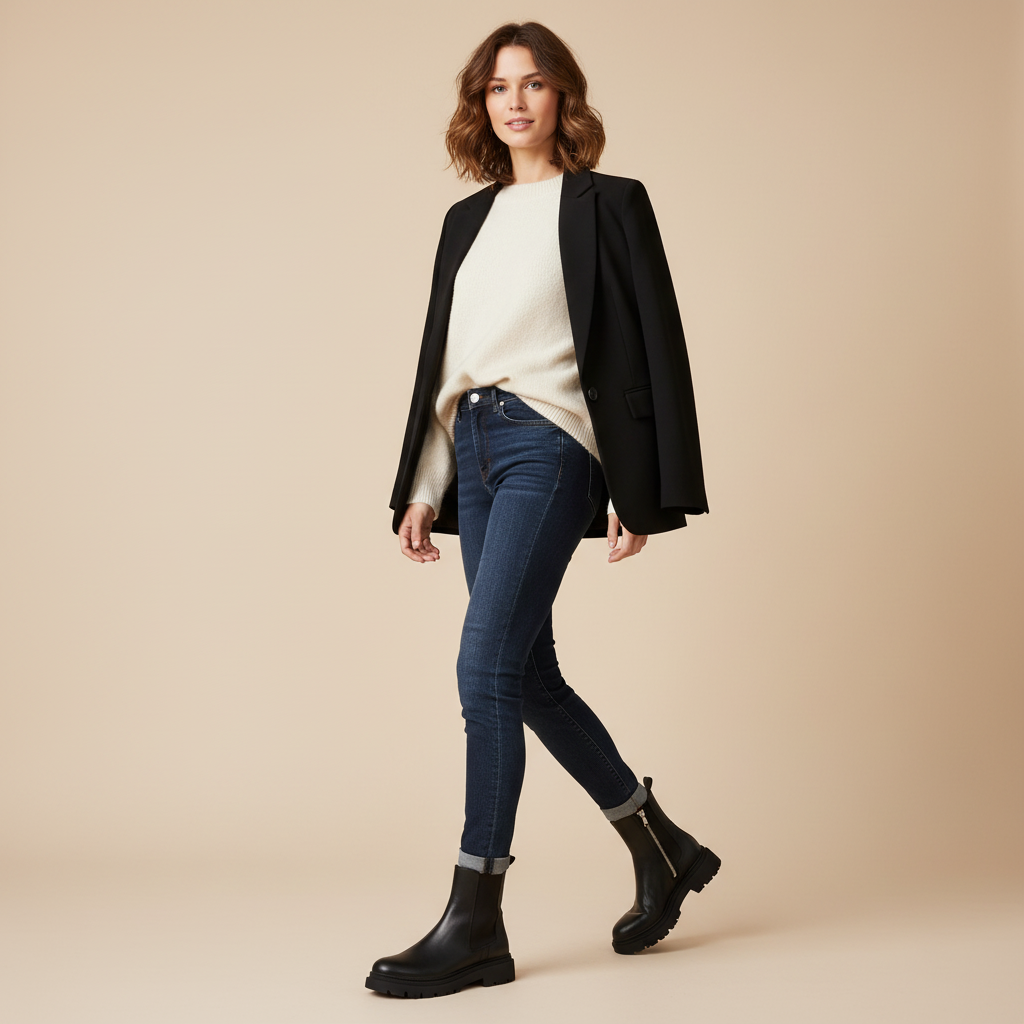 Bottines noires - femme en mouvement