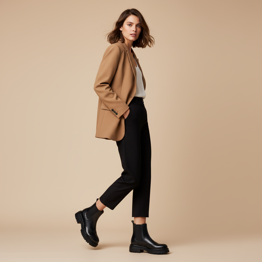 Bottines noires - femme en mouvement