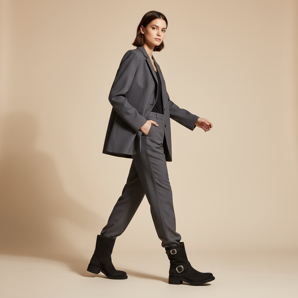 Bottines noires - femme en mouvement