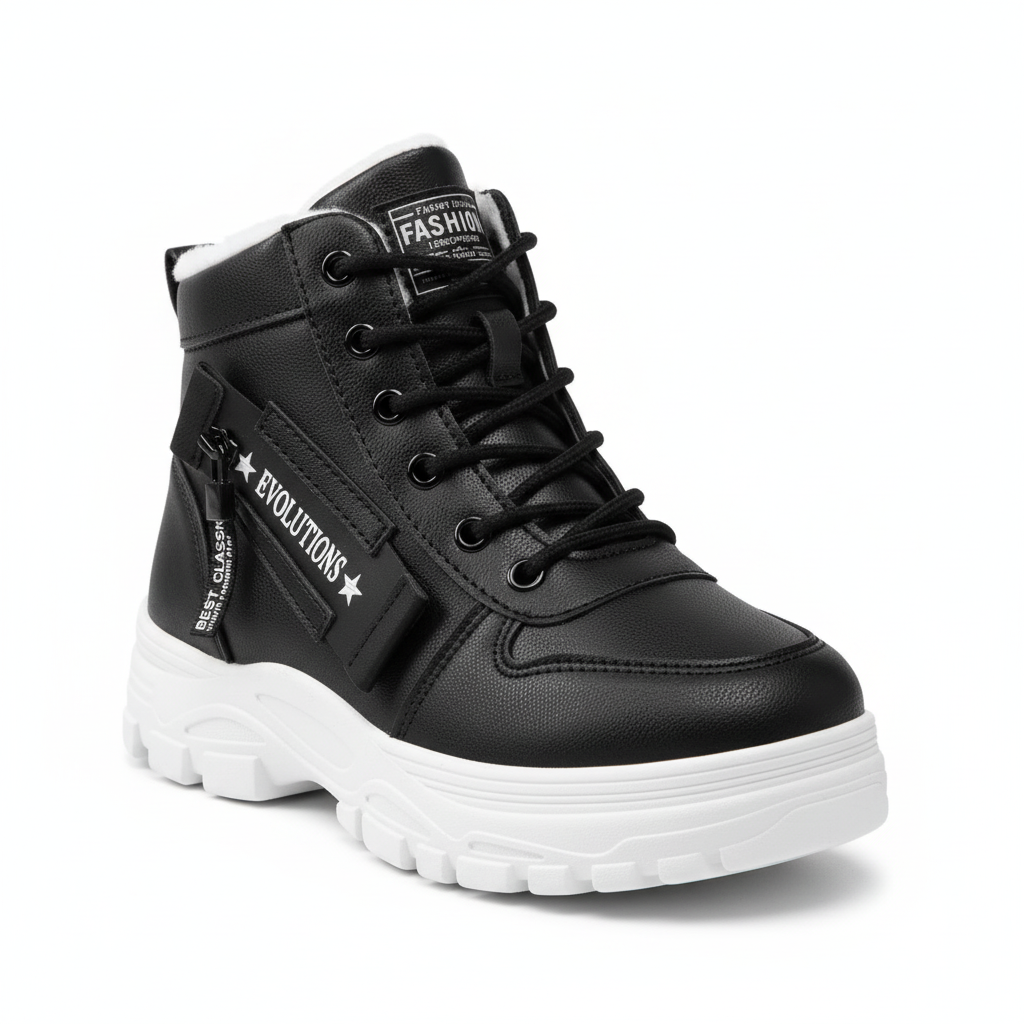 Bottines noires fond blanc