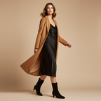 Bottines noires - Look robe et manteau