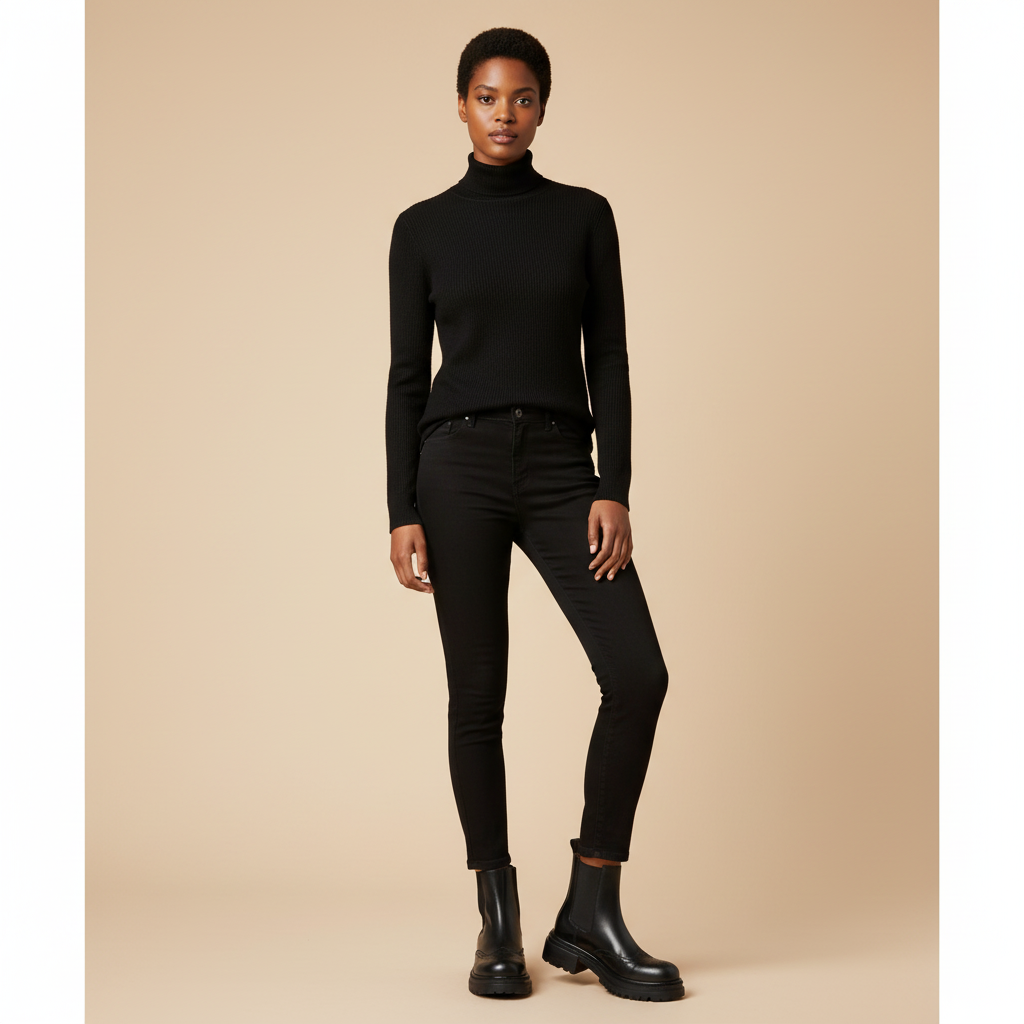 Bottines noires - portrait debout