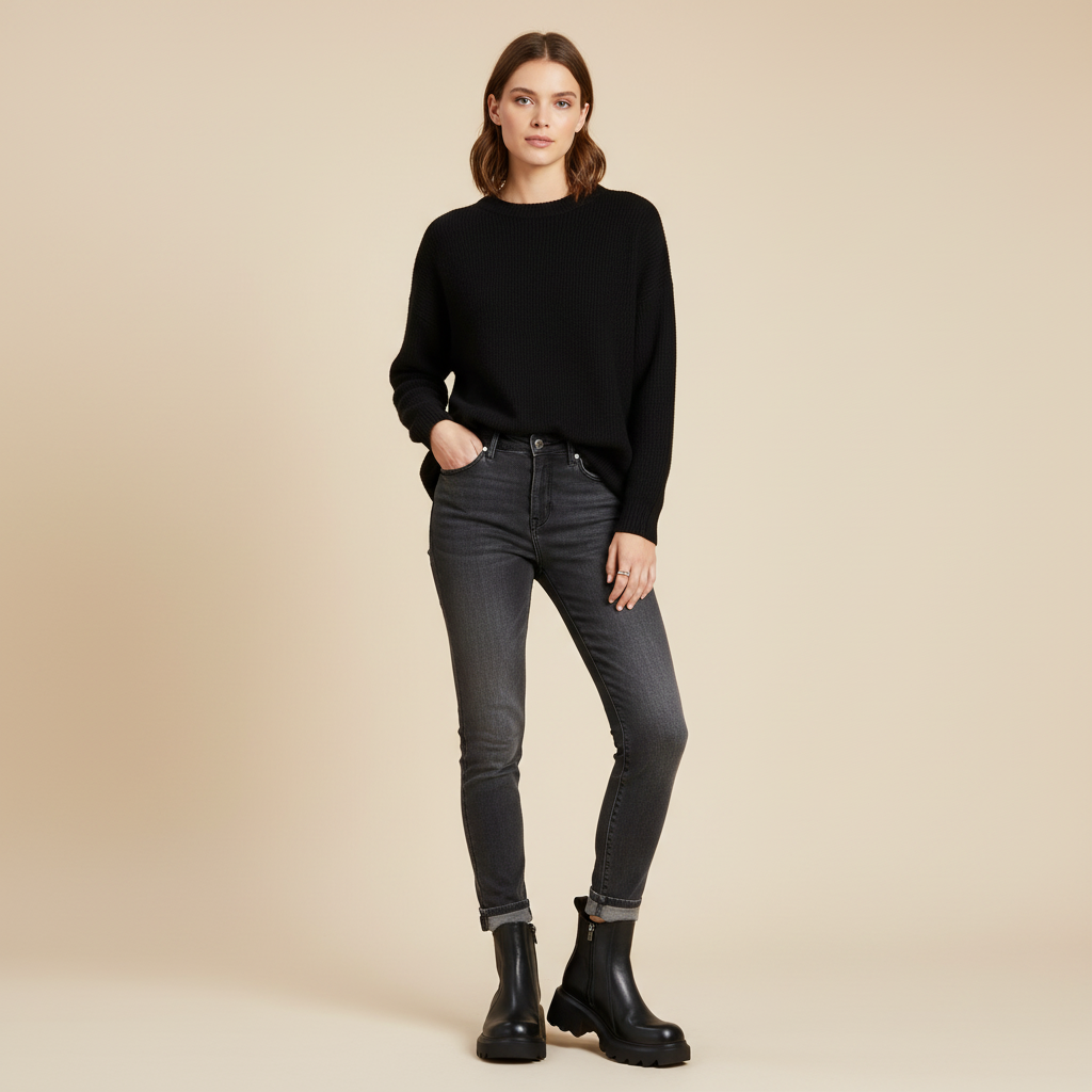 Bottines noires - portrait debout