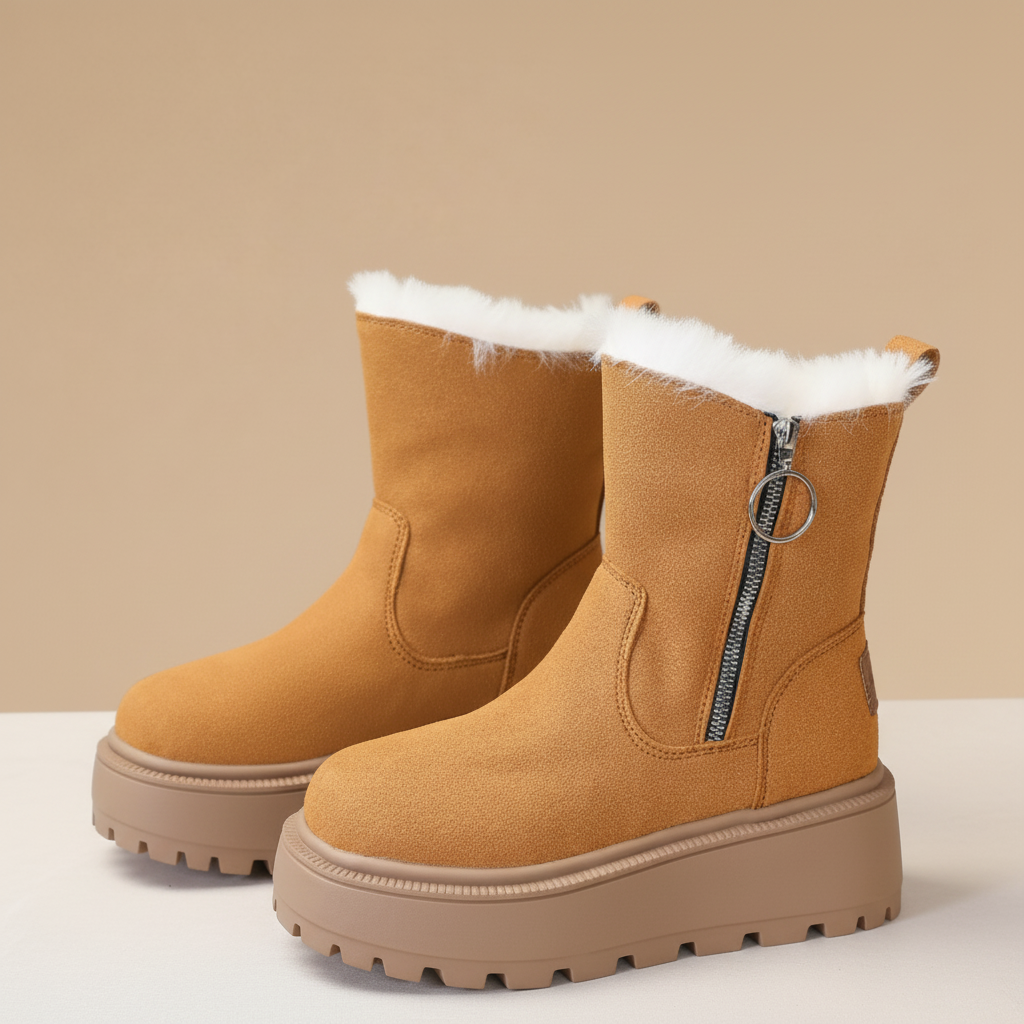 Bottines tan fond beige