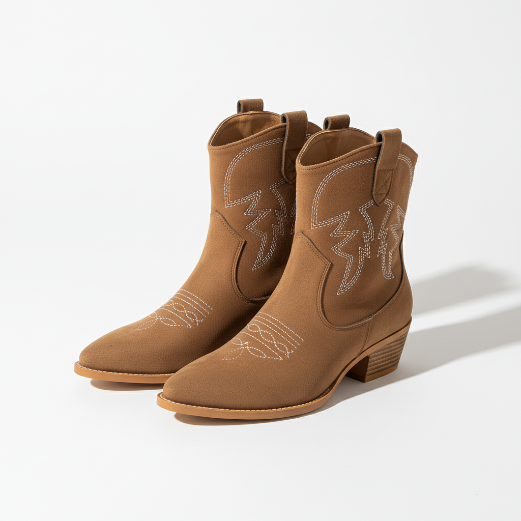 Bottines western beige angle 3/4