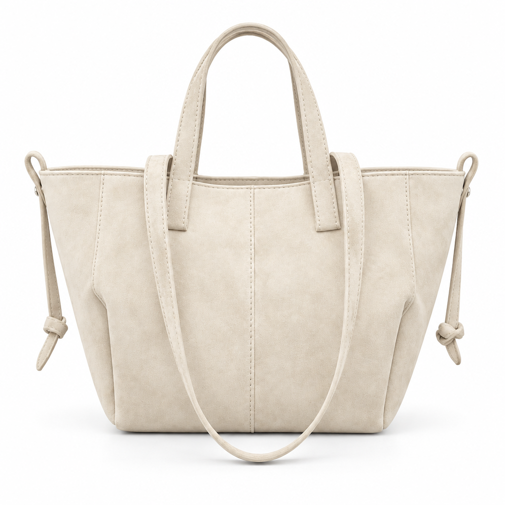 Cabas beige clair sur fond blanc