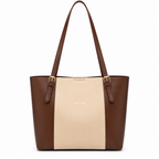 Cabas bicolore beige et marron sur fond blanc