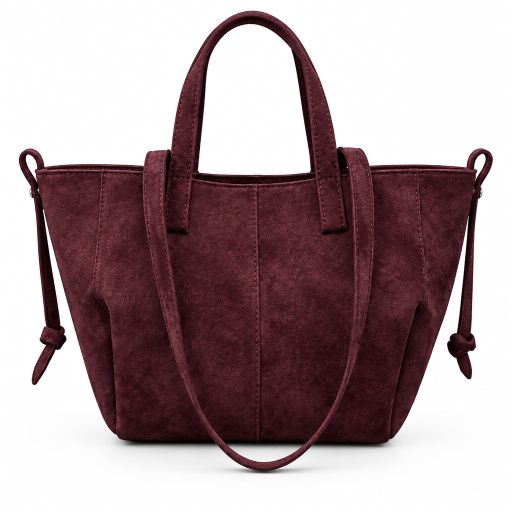 Cabas bordeaux sur fond blanc