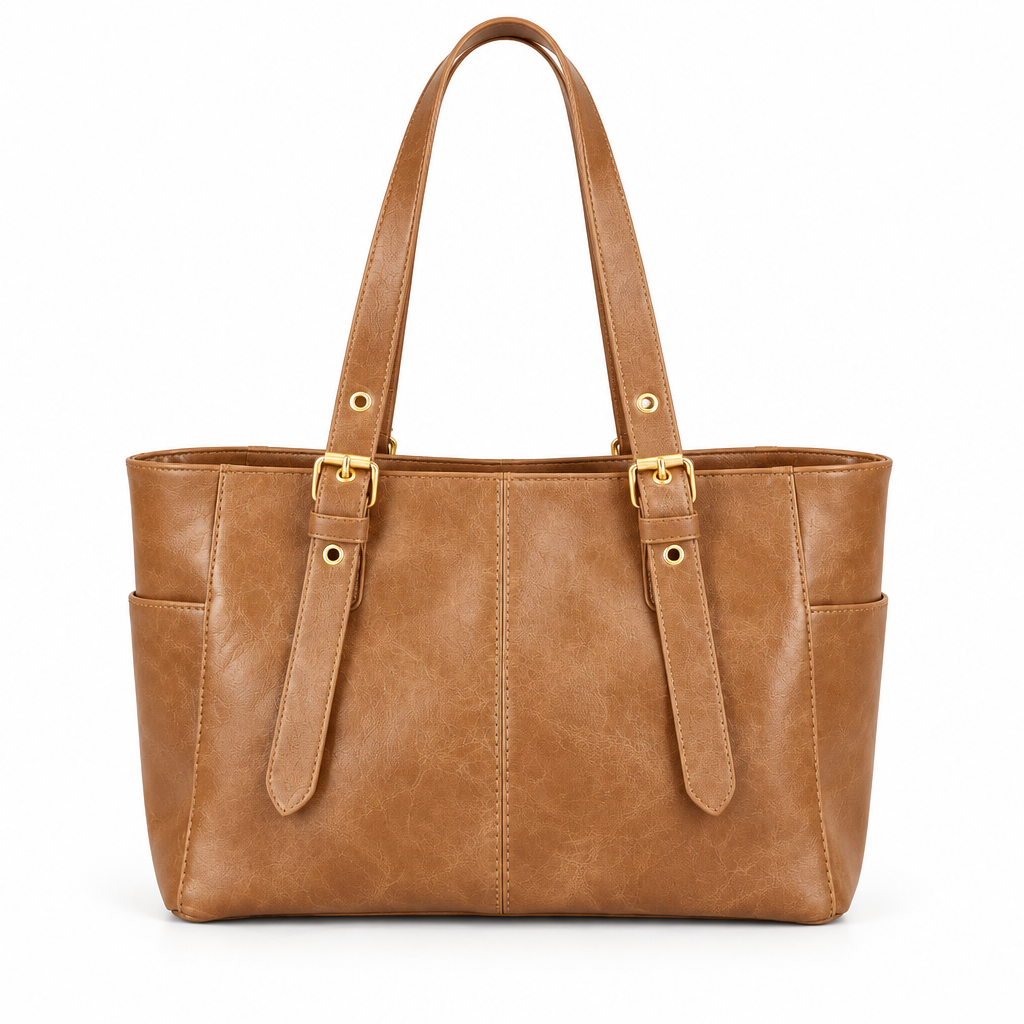Cabas marron clair sur fond blanc