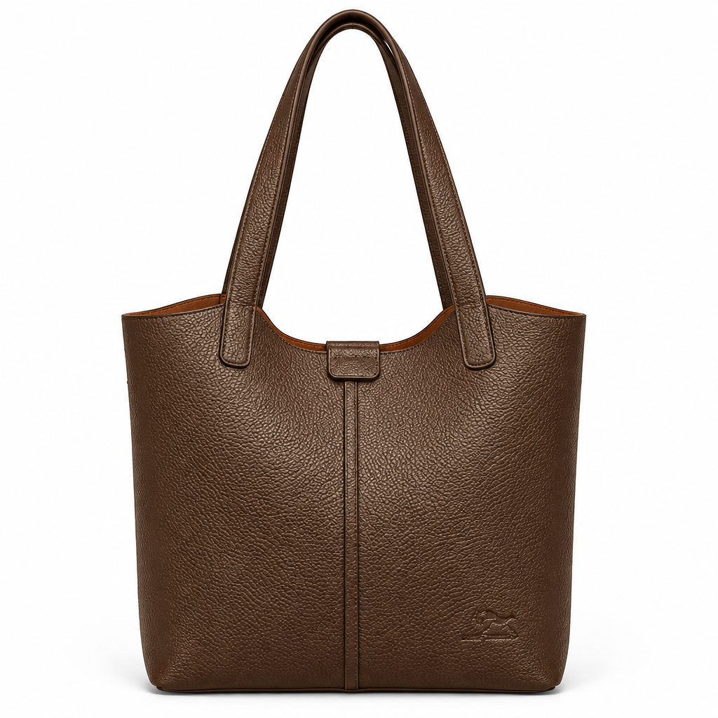 Cabas marron foncé sur fond blanc