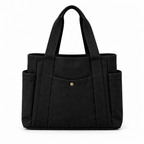 Cabas noir en toile sur fond blanc