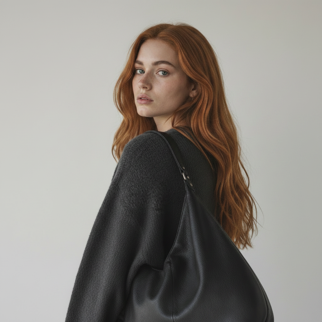 Carré rousse yeux bleu-vert hobo noir