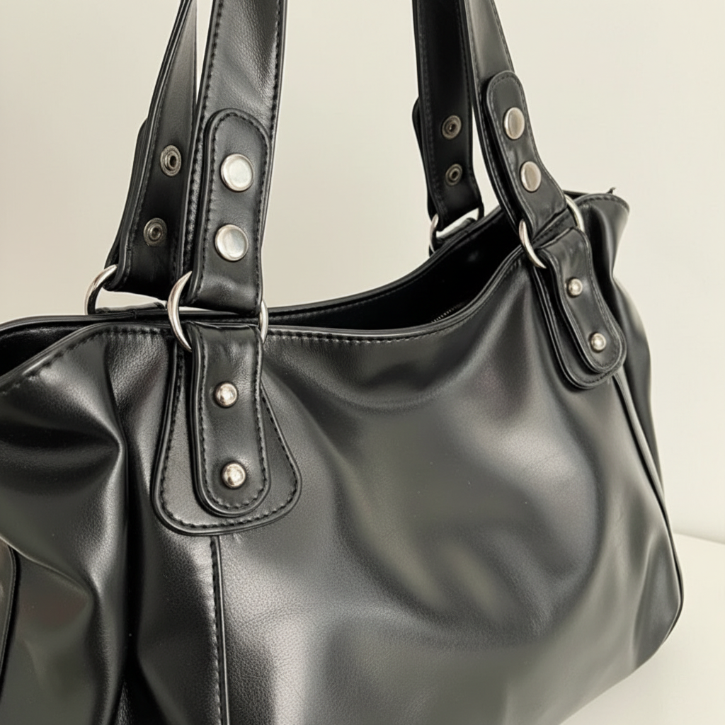 Détail sac noir - hardware et texture