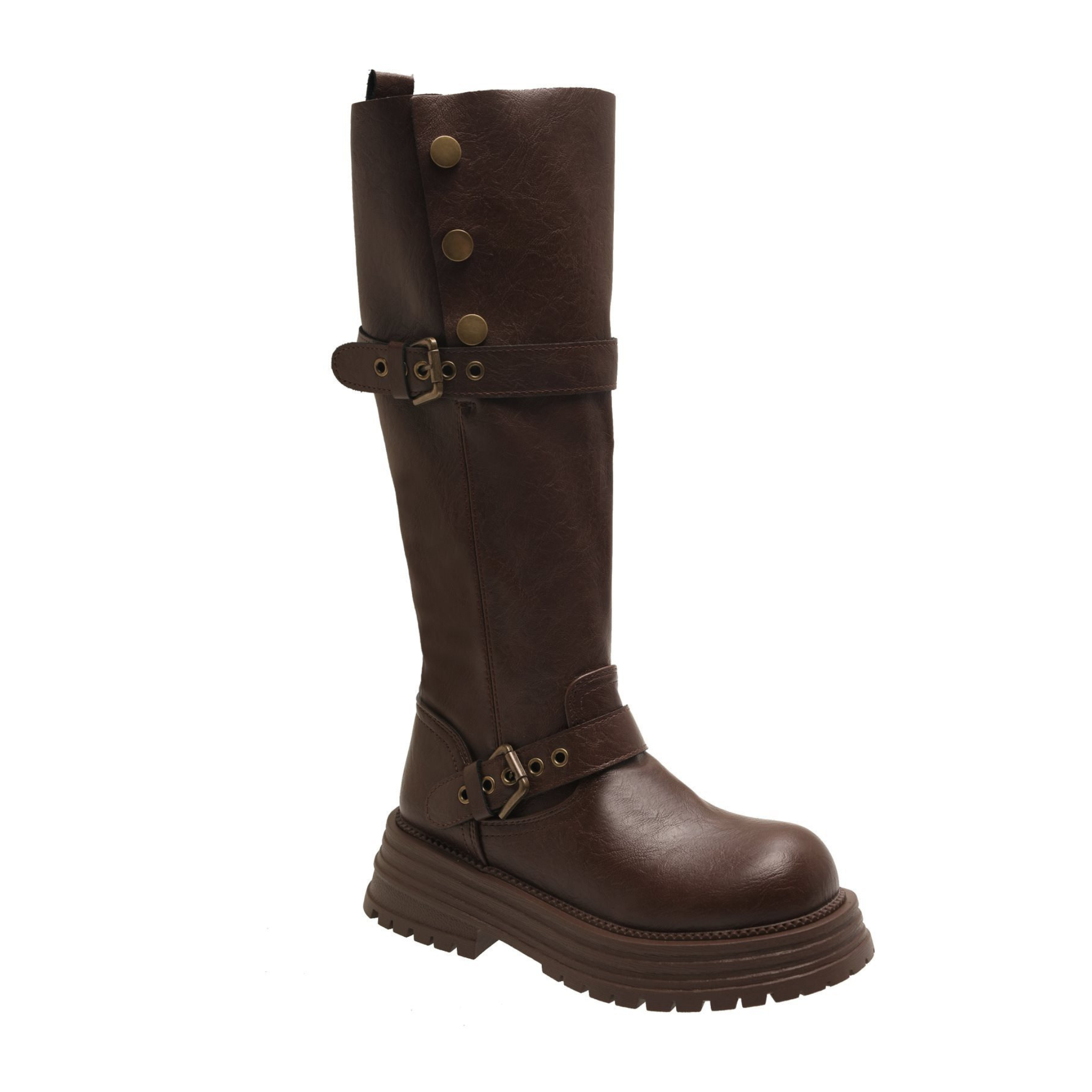 Bottes hautes en similicuir à talon bout rond – LYRA