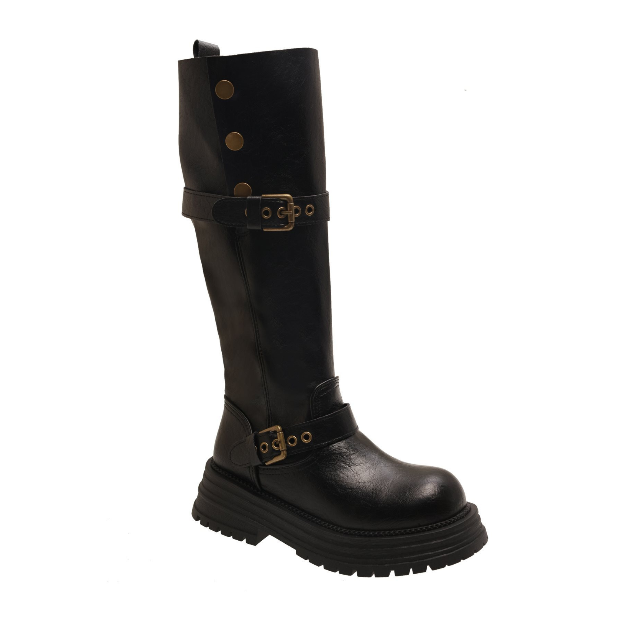 Bottes hautes en similicuir à talon bout rond – LYRA