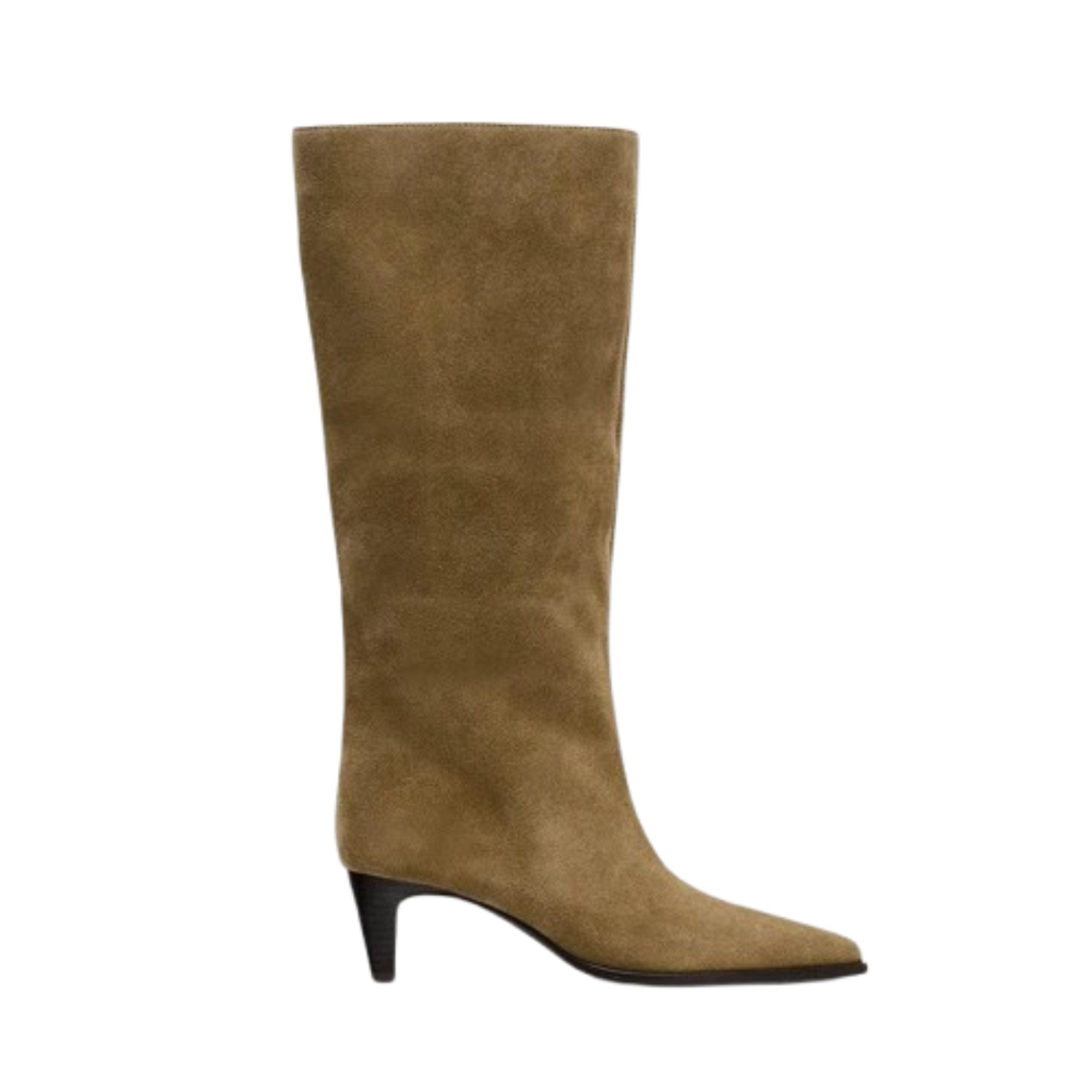 Bottes hautes en daim à talon pointu – ÉLARIA