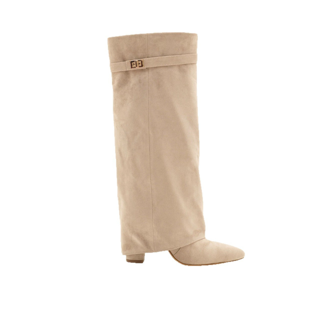 Bottes hautes en daim à talon – ÉLÉNORA