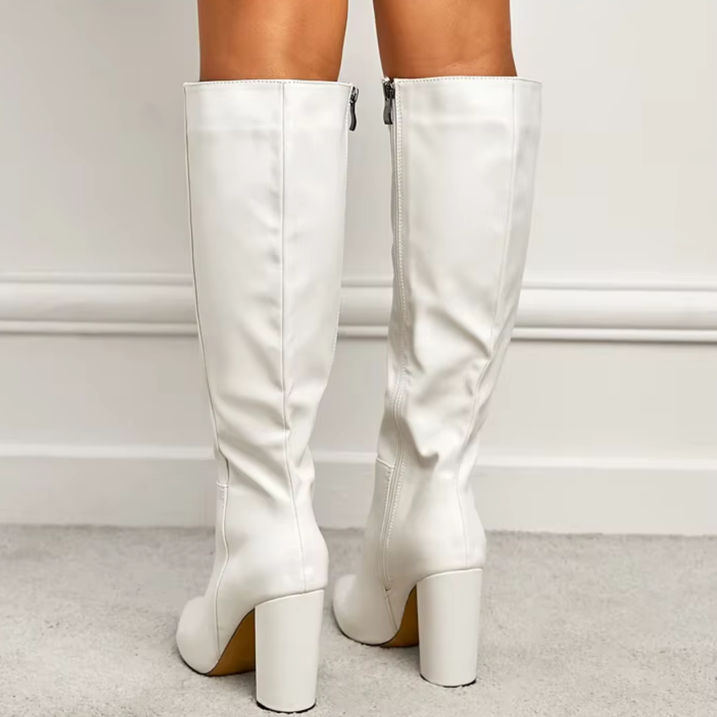 Bottes hautes en similicuir à talon bout pointu – MALYRA