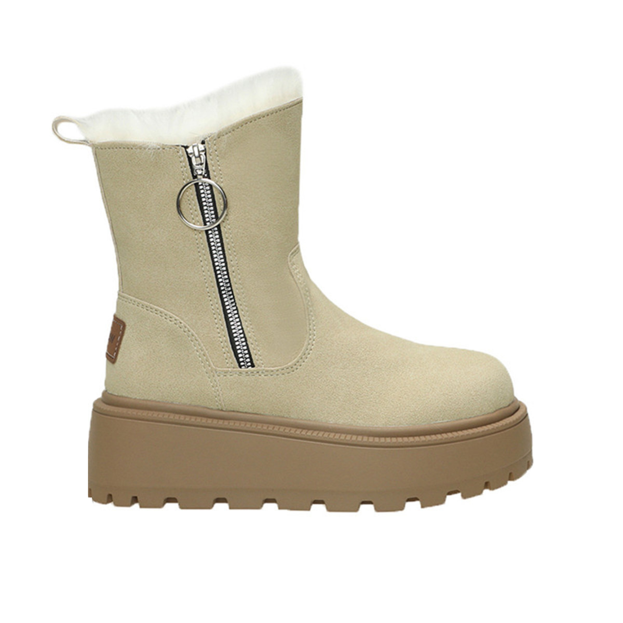 Bottines fourrées en similicuir talon carré semelle épaisse – ALMÉRIA