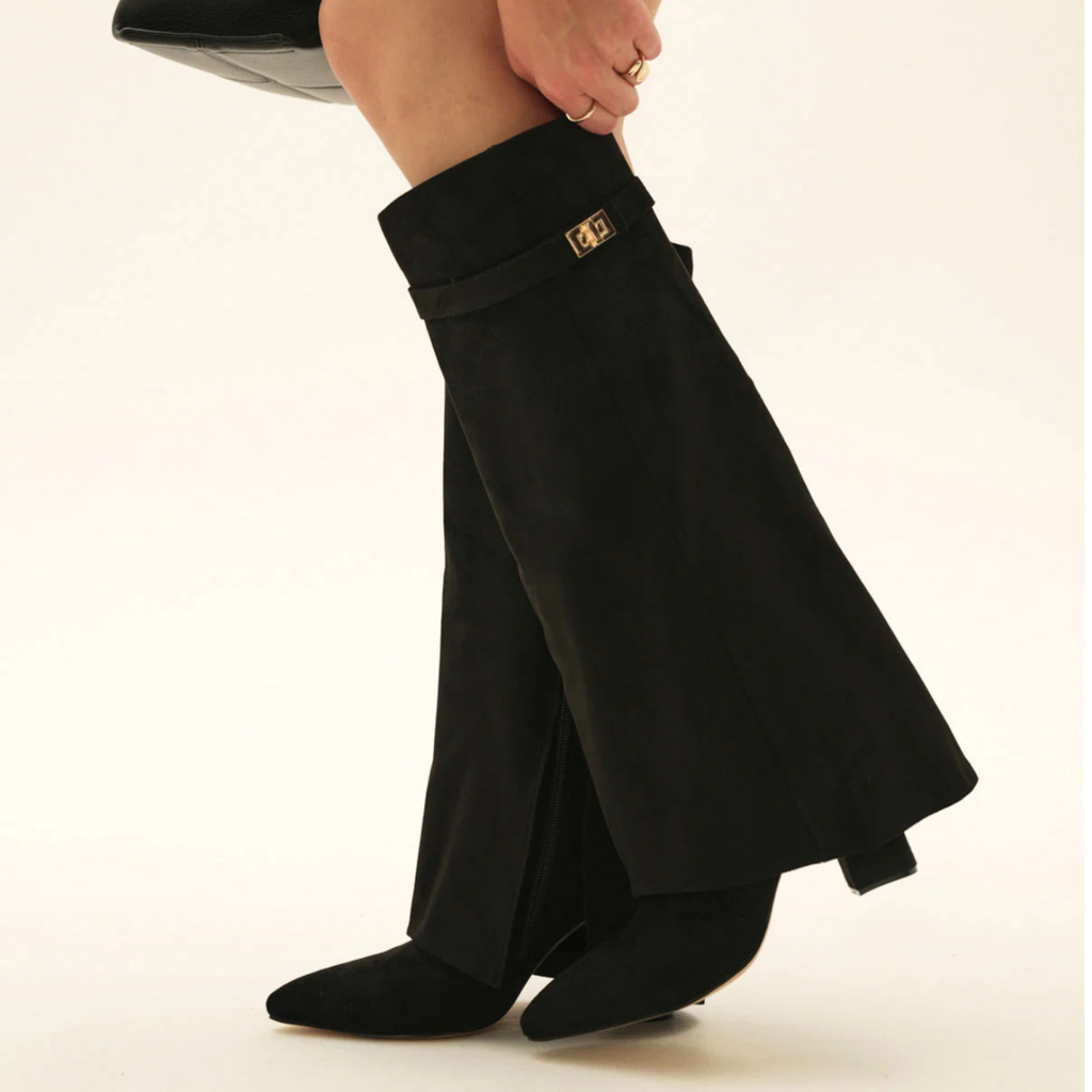 Bottes hautes en daim à talon – ÉLÉNORA