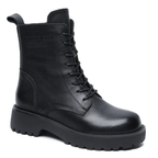 Bottines à lacet en cuir à talon rond bas – MAÉLIA