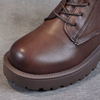 Bottines à lacet en cuir à talon rond bas – MAÉLIA