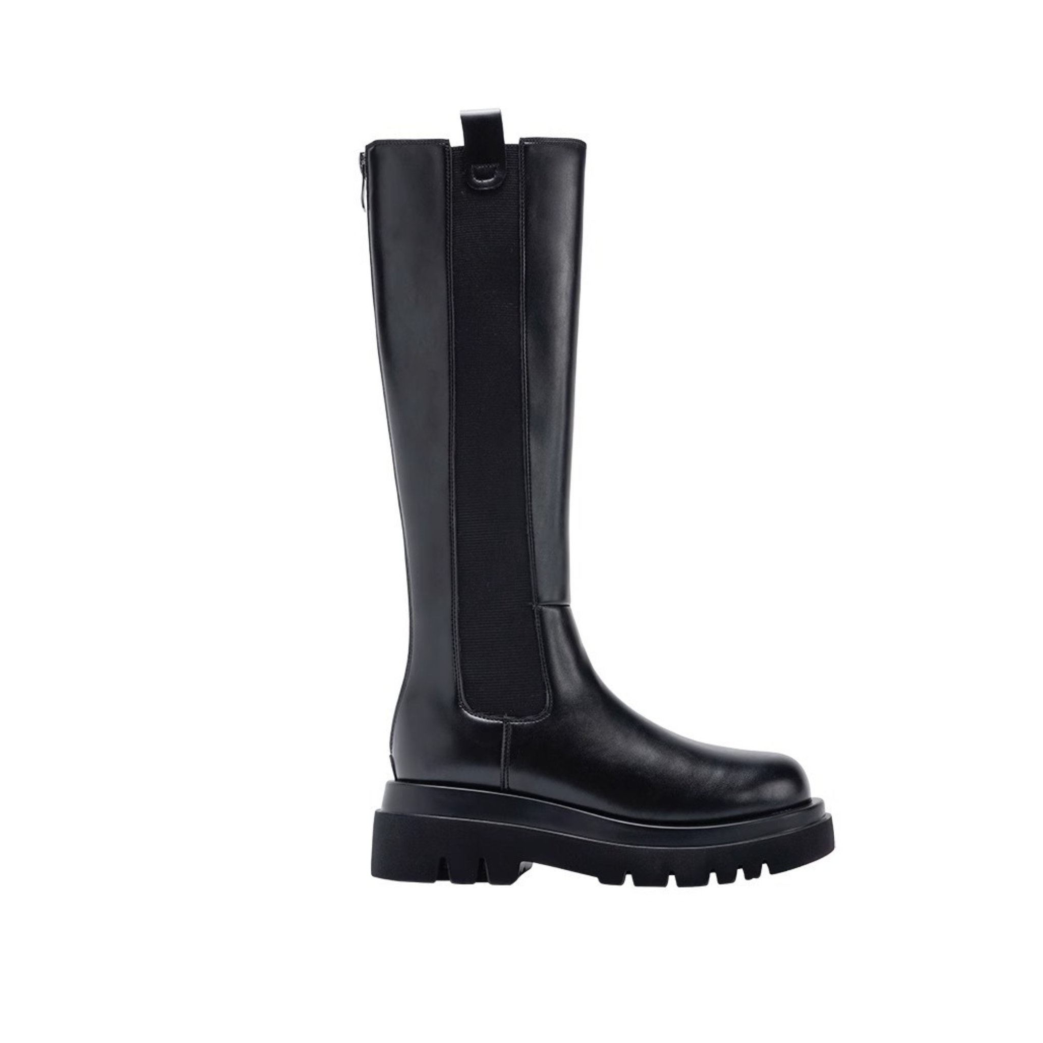 Bottes hautes en similicuir à semelle crantée bout rond – MAÉVA